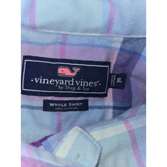 Vineyard Vines Mens Plaid Flannel Whale Shirt XL  Purple & Blue - Picture 5 of 7